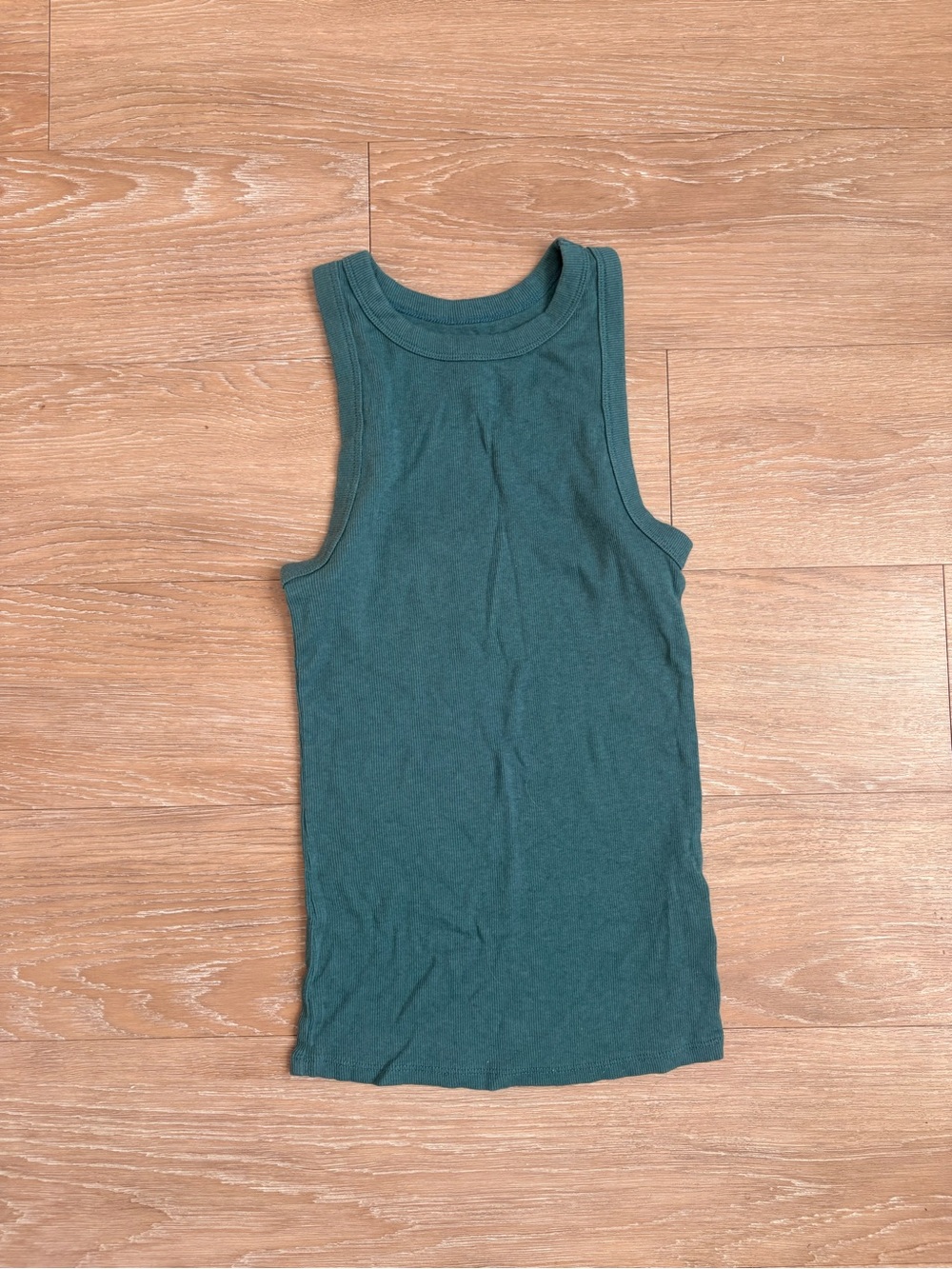 a new day Ribbed Crew Tank in Teal Green